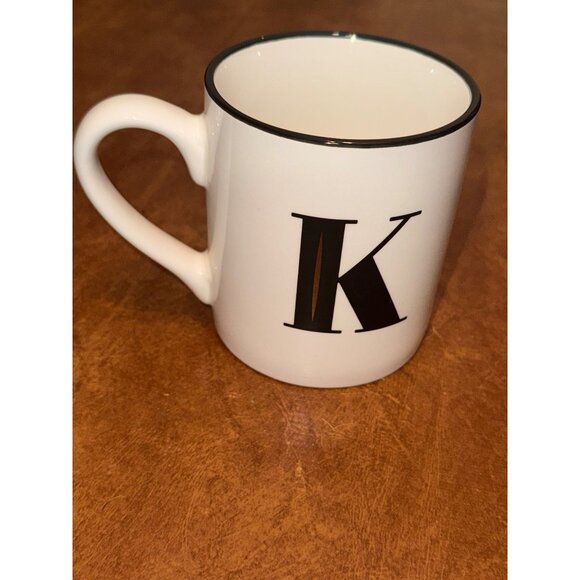 White Ceramic Monogram "K" Mug By Threshold  Dishwasher & Microwave Safe  Stonew - Picture 1 of 5